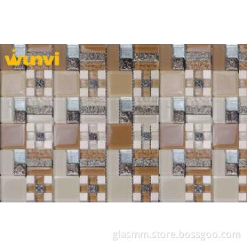 Anti - Pressure Square Glass And Metal Mosaic Tile For Swim